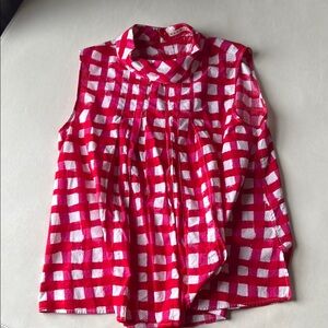 Marni x Uniqlo Sleeveless Red Checkered Top size L